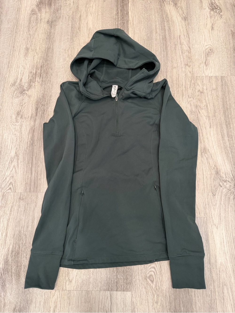 Yogalicious Small Dark Green Half Zip Hooded Athletic Pullover
